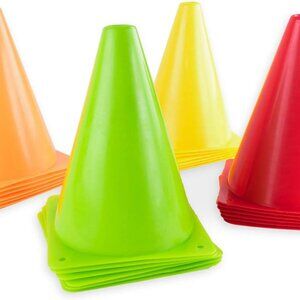 Super Z Outlet 7.5" Bright Neon Colored Orange, Yellow, Red, Green Cones 22 pack